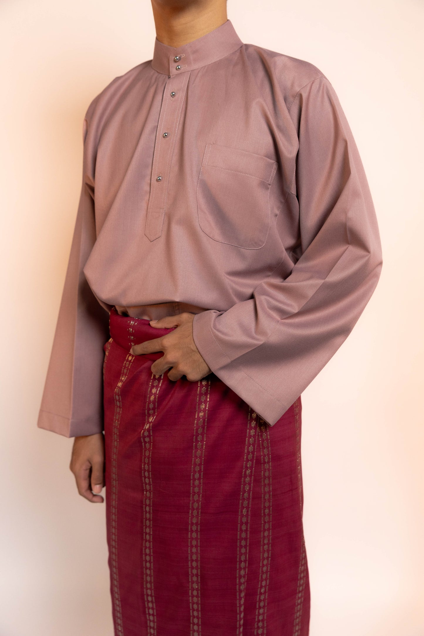 Baju Kurung Lelaki Cekak Musang [Dusty Pink]