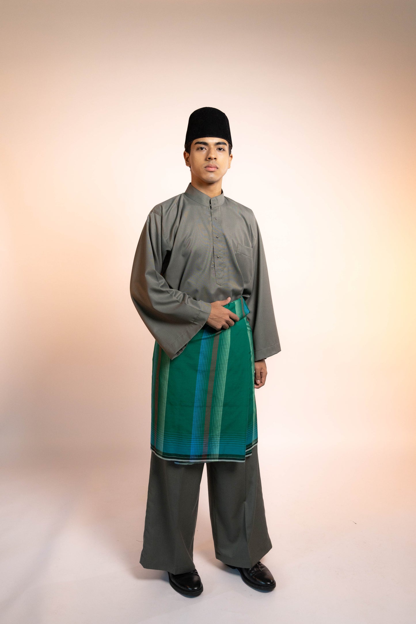 Baju Kurung Lelaki Cekak Musang [Olive-Teal]