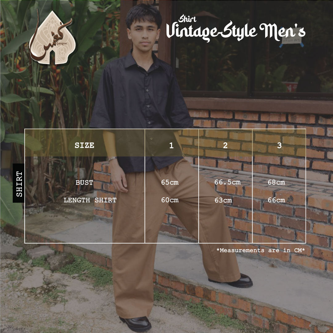 Vintage-Style Men's Shirt [Hitam]
