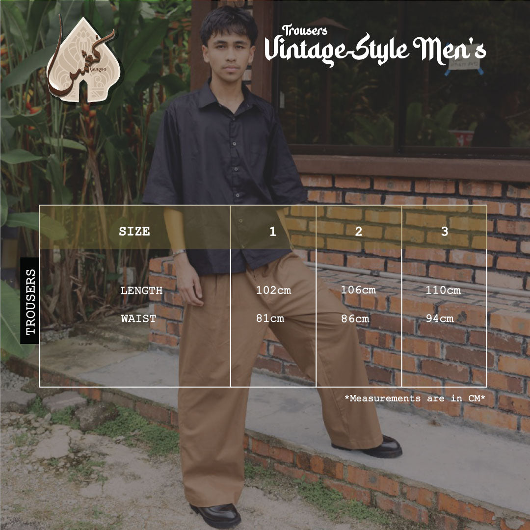 Vintage-Style Men's Trousers [Biru Laut]
